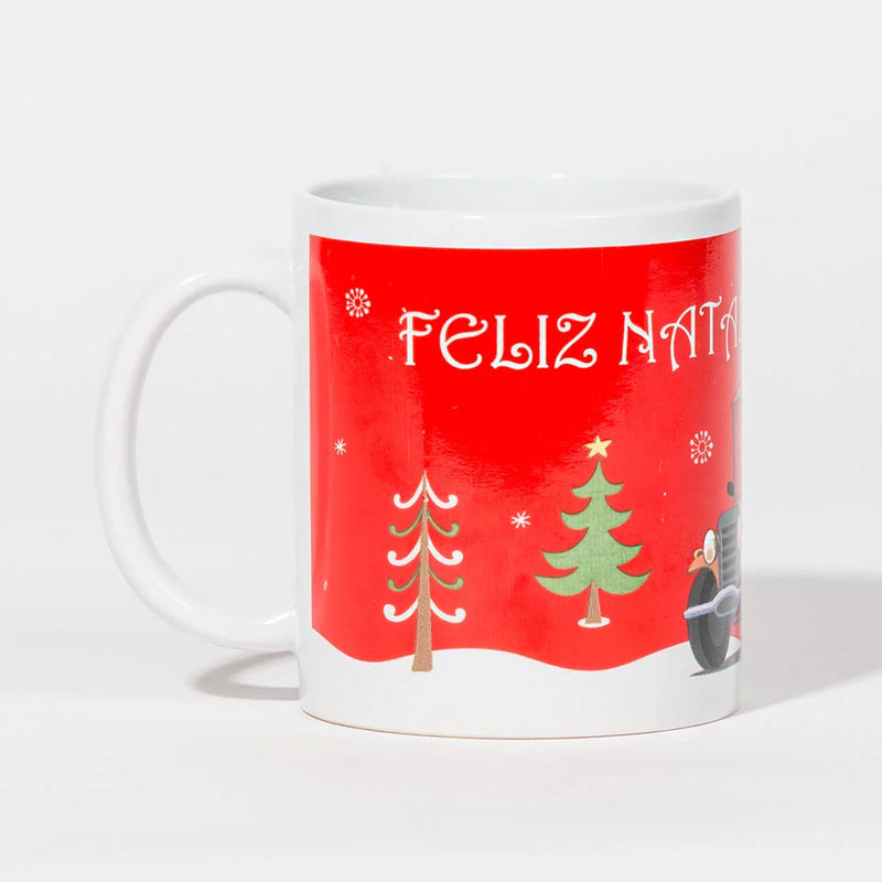 Caneca de Natal FELIZ NATAL Pai Natal e Rena