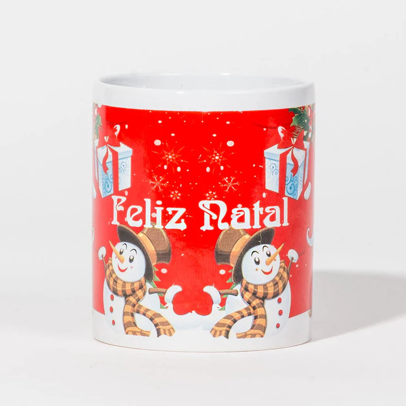Caneca de Natal FELIZ NATAL Bonecos de Neve