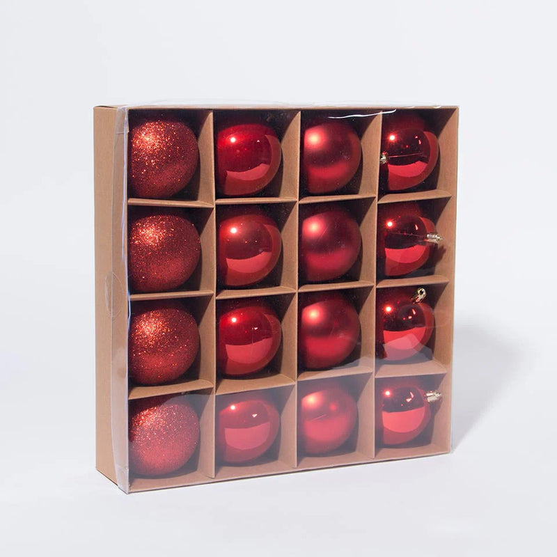 Conjunto de 16 Bolas de Natal Vermelhas D6cm