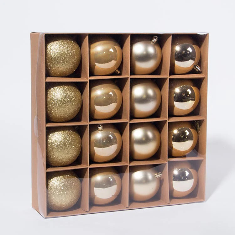 Conjunto 16 Bolas de Natal Douradas D8cm