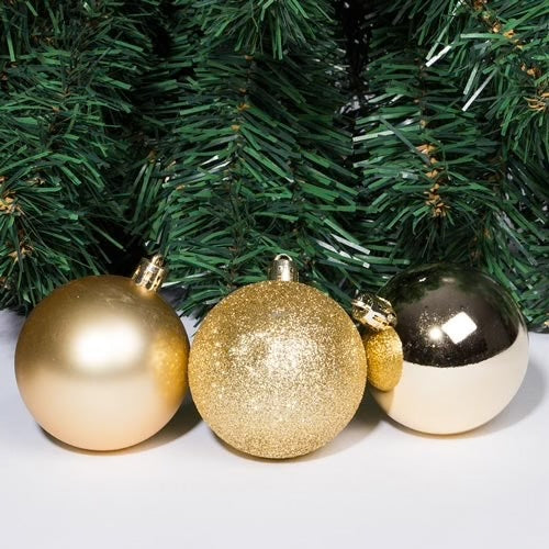 Conjunto de 30 Bolas de Natal Douradas D6cm