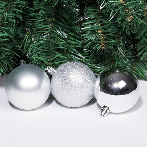 Conjunto de 30 Bolas de Natal Prateadas D6cm