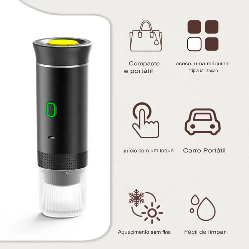 Cafeteira Expresso Portátil 3 em 1 – Dolce Gusto e Café Moído | Carregamento USB