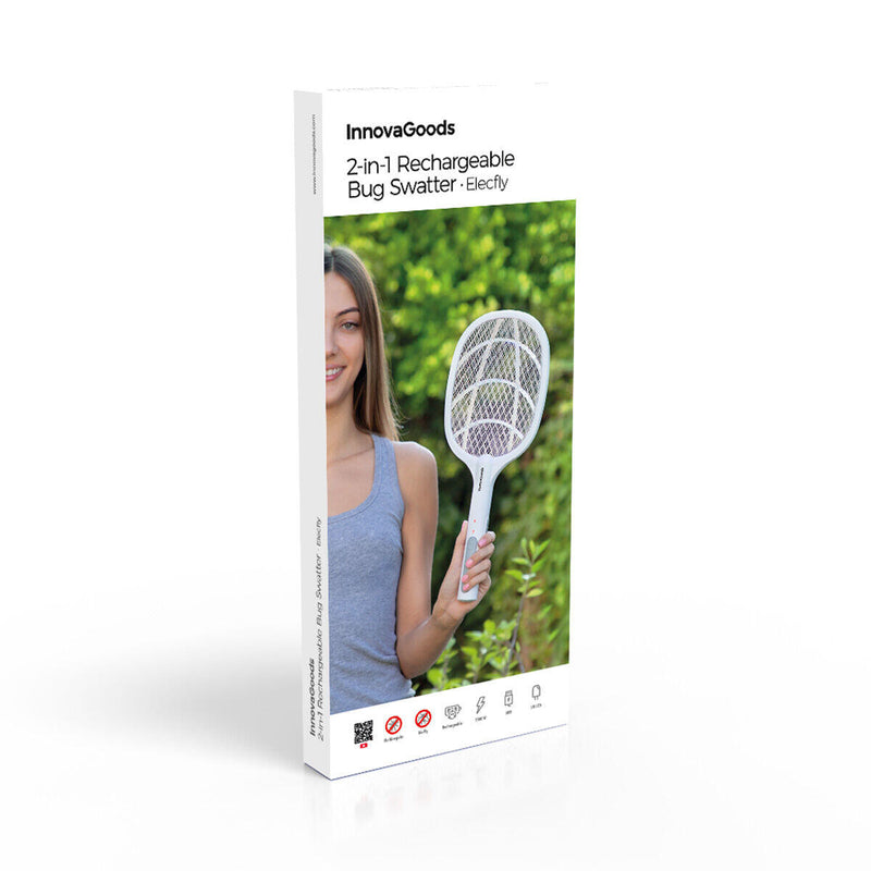 Raquete Elétrica Mata-Insetos Recarregável com Luz UV 2 em 1 Elecfly InnovaGoods®